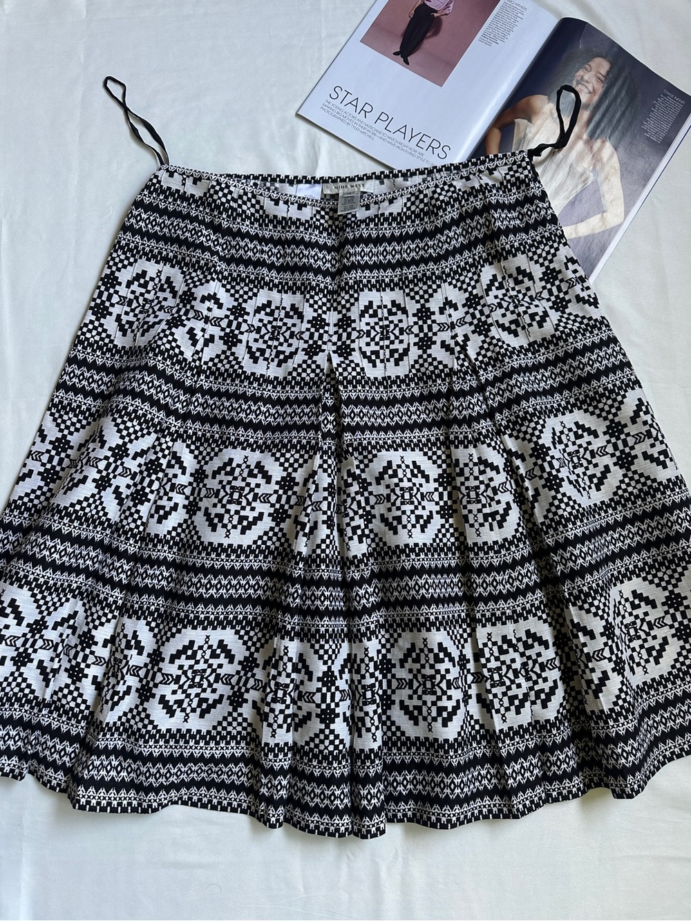 Nine West Black and White Circle Skater Skirt